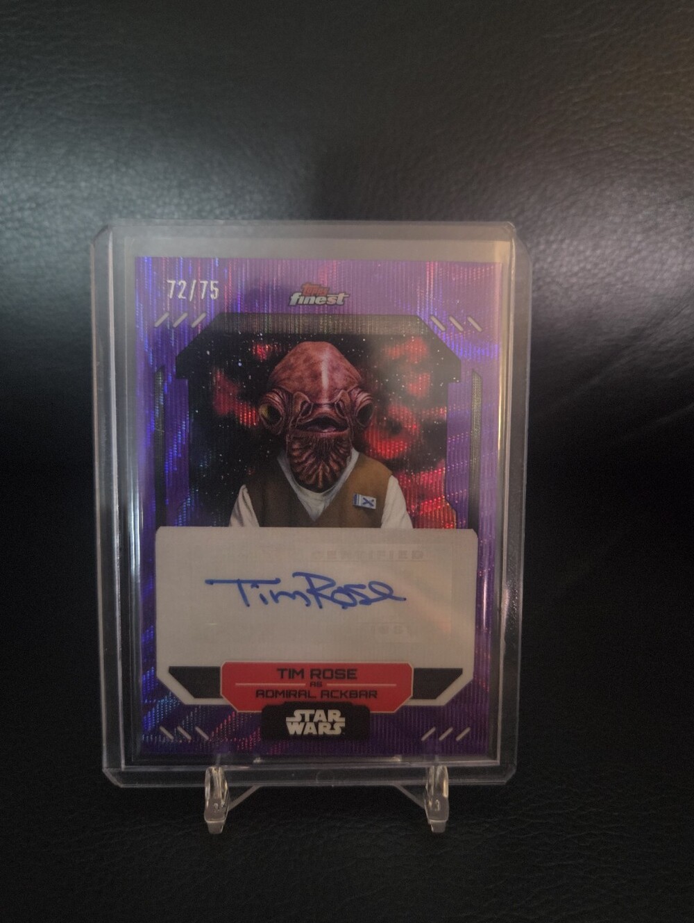 2023 Topps Finest Star Wars Tim Rose as Admiral Ackbar Purple Wave Autograph